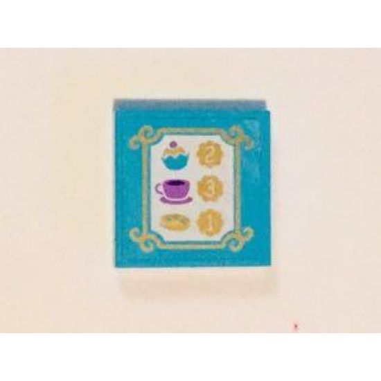 Tile 2 x 2 with Bakery Menu in Gold Frame with Swirls Pattern (Sticker) - Set 41101