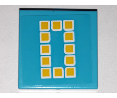 Tile 2 x 2 with Yellow Digital Number 0 Pattern (Sticker) - Set 41338