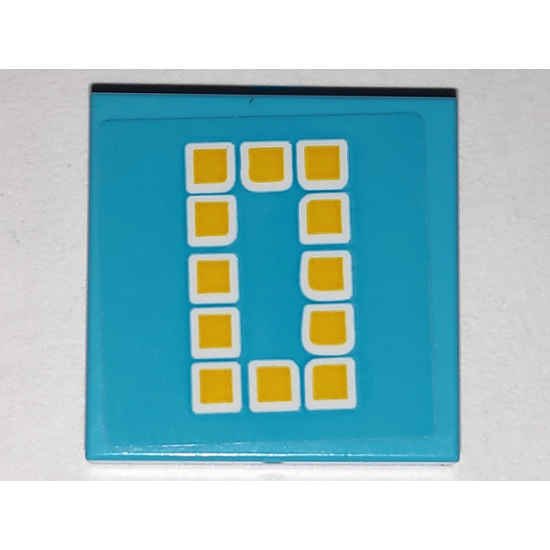 Tile 2 x 2 with Yellow Digital Number 0 Pattern (Sticker) - Set 41338