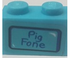 Brick 1 x 2 with 'Pig Fone' Pattern (Sticker) - Set 75824