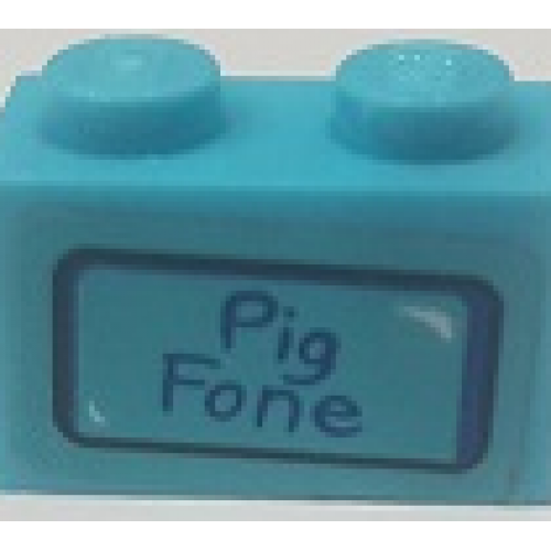 Brick 1 x 2 with 'Pig Fone' Pattern (Sticker) - Set 75824