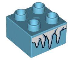 Duplo, Brick 2 x 2 with White Icicles Pattern