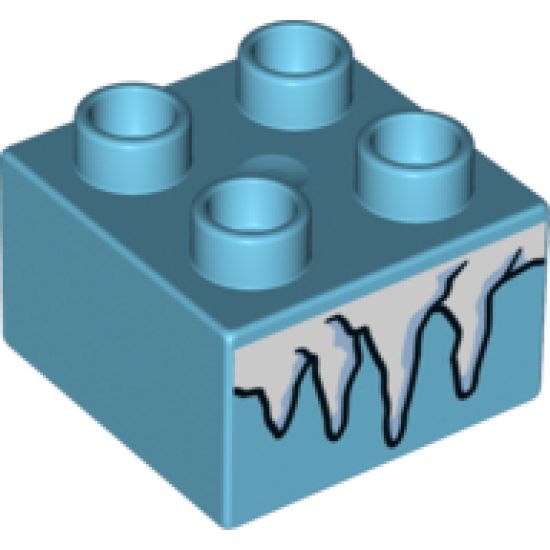 Duplo, Brick 2 x 2 with White Icicles Pattern