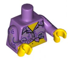 Torso Female Shirt Tied at Waist with Purple and Silver Circles Pattern / Medium Lavender Arms with Purple and Silver Circles Pattern / Yellow Hands