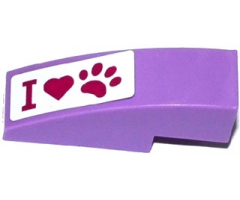 Slope, Curved 3 x 1 with 'I', Heart and Paw Print Pattern (Sticker) - Set 41091