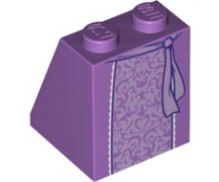 Slope 65 2 x 2 x 2 with Bottom Tube with Minifigure Dress/Skirt/Robe, Lavender Embroidered with Belt Pattern
