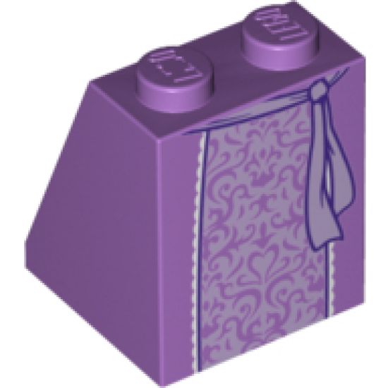 Slope 65 2 x 2 x 2 with Bottom Tube with Minifigure Dress/Skirt/Robe, Lavender Embroidered with Belt Pattern