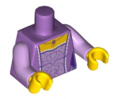 Torso Female Dress with Lavender Embroidery, White Trim and Gold Necklace Pattern / Lavender Arms / Yellow Hands