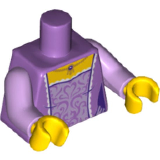 Torso Female Dress with Lavender Embroidery, White Trim and Gold Necklace Pattern / Lavender Arms / Yellow Hands