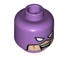 Minifigure, Head Balaclava with White Eyes and Light Nougat Face, Reddish Brown Cheek Lines, Open Smile with Teeth Pattern - Hollow Stud
