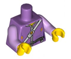 Torso Nexo Knights Female Jacket with Shoulder Strap and Belt Pattern / Lavender Arms / Yellow Hands