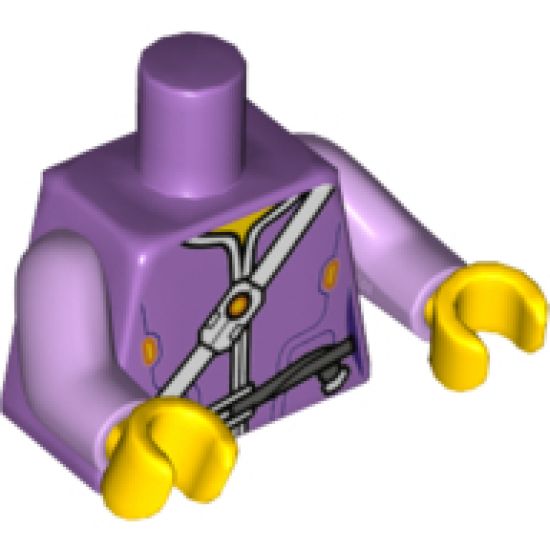 Torso Nexo Knights Female Jacket with Shoulder Strap and Belt Pattern / Lavender Arms / Yellow Hands