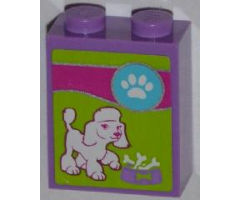 Brick 1 x 2 x 2 with Inside Stud Holder with Paw Print, Dog and Food Bowl Pattern (Sticker) - Set 41007