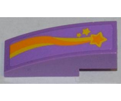 Slope, Curved 3 x 1 with Orange and Yellow Shooting Star Pattern Model Right Side (Sticker) - Set 3183