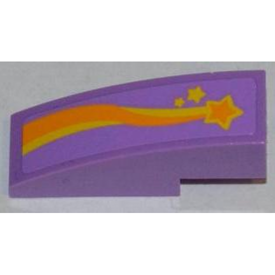 Slope, Curved 3 x 1 with Orange and Yellow Shooting Star Pattern Model Right Side (Sticker) - Set 3183