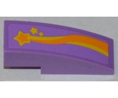 Slope, Curved 3 x 1 with Orange and Yellow Shooting Star Pattern Model Left Side (Sticker) - Set 3183