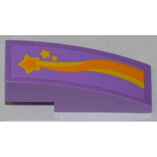 Slope, Curved 3 x 1 with Orange and Yellow Shooting Star Pattern Model Left Side (Sticker) - Set 3183