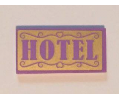 Tile 2 x 4 with Medium Lavender 'HOTEL' on Gold Background Pattern (Sticker) - Set 41101