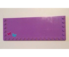 Tile, Modified 6 x 16 with Studs on Edges with Magenta and Medium Azure Butterflies Pattern (Stickers) - Set 41037