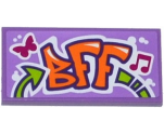 Tile 2 x 4 with Butterfly, Music Note and 'BFF' Graffiti Pattern (Sticker) - Set 41099