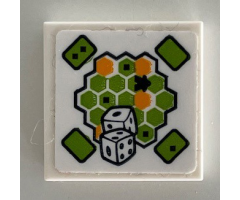 Tile 2 x 2 with Hexagonal Board Game and Dice Pattern (Sticker) - Set 41340