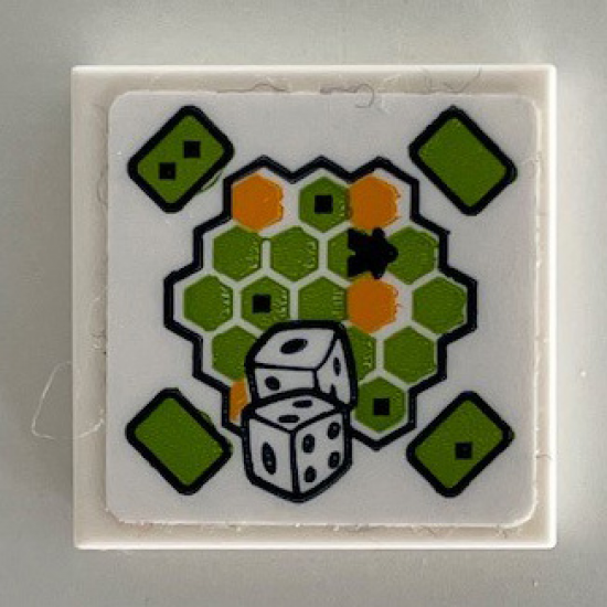 Tile 2 x 2 with Hexagonal Board Game and Dice Pattern (Sticker) - Set 41340