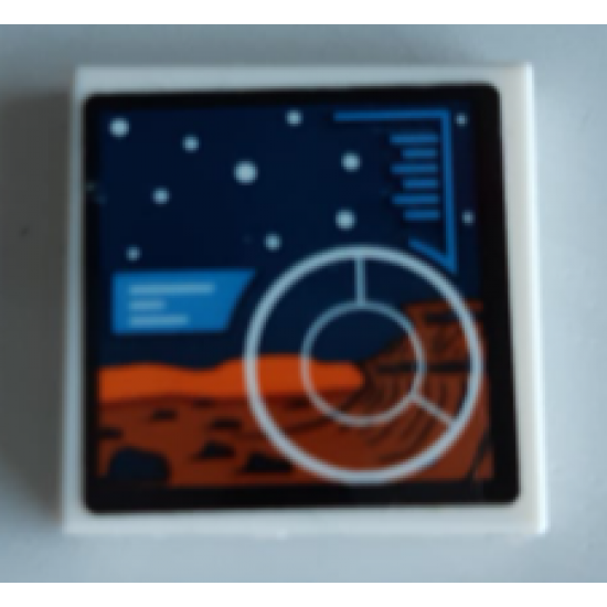 Tile 2 x 2 with Exploration Screen with Surface of Mars and Stars Pattern (Sticker) - Set 60226