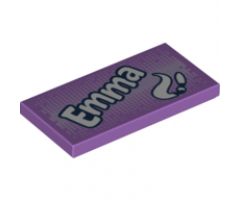 Tile 2 x 4 with 'Emma' and Paint Brush and Swirl Pattern
