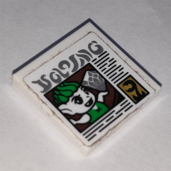 Tile 2 x 2 with Newspaper with Goblin Holding Diamond Pattern (Sticker) - Set 41185