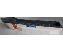 Boat, Hull Unitary 51 x 12 x 6 with Side Bulges and Dark Bluish Gray Top with Blue 'COAST GUARD' and Logo Pattern on Both Sides (Stickers) - Set 60167