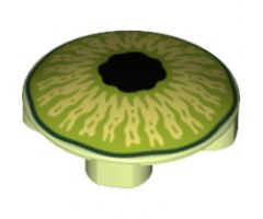 Plate, Round 2 x 2 with Rounded Bottom and Lime and Black Eye Pattern