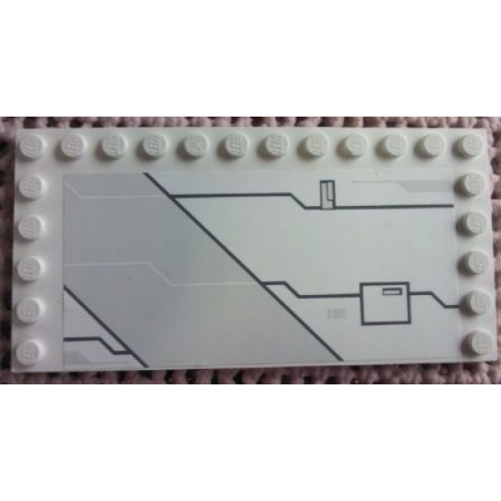 Tile, Modified 6 x 12 with Studs on Edges with Black Lines and Small Hatch Pattern Model Left Side (Sticker) - Set 7931