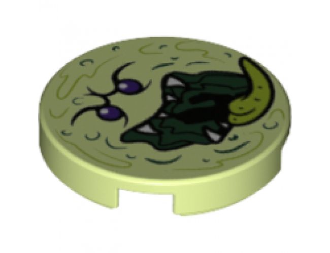 Tile, Round 2 x 2 with Bottom Stud Holder with Ghost Face Pattern