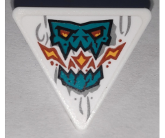 Road Sign 2 x 2 Triangle with Open O Clip with Dark Turquoise Skull Breathing Flames with Orange and Yellow Eyes Pattern (Sticker) - Set 71747
