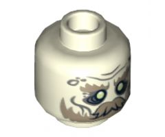 Minifigure, Head Dual Sided LotR Ghost with Glowing Eyes, Moustache, and Circles on Temples, Mouth Closed / Mouth Open Pattern - Hollow Stud