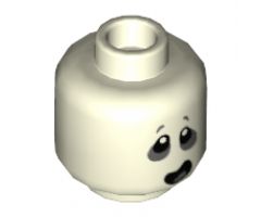 Minifigure, Head Alien Ghost with Dark Bluish Gray around Eyes and Open Mouth Lopsided Pattern - Hollow Stud