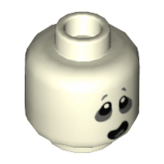 Minifigure, Head Alien Ghost with Dark Bluish Gray around Eyes and Open Mouth Lopsided Pattern - Hollow Stud