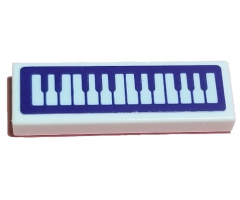 Tile 1 x 3 with Dark Purple and White Piano Keyboard Pattern (Sticker) - Set 41193