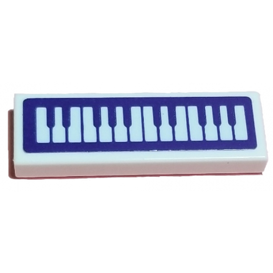 Tile 1 x 3 with Dark Purple and White Piano Keyboard Pattern (Sticker) - Set 41193