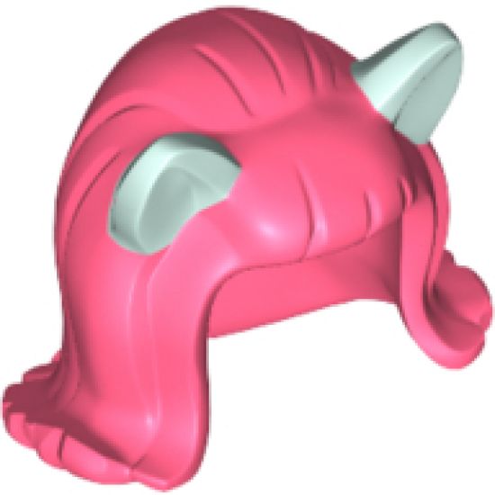 Minifigure, Hair Female Mid-Length Flipped Ends, Short Bangs, with Light Aqua Cat Ears Pattern