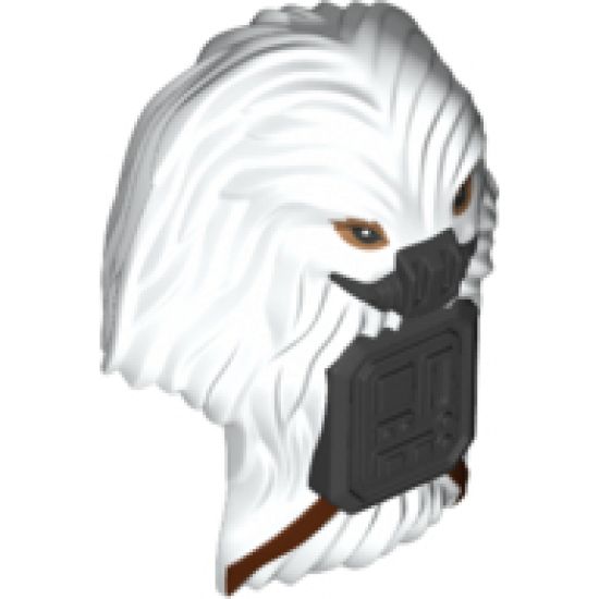 Minifigure, Head, Modified SW Gigoran, Dark Bluish Gray Mask and Front Panel and Dark Brown Belts Pattern (Moroff)