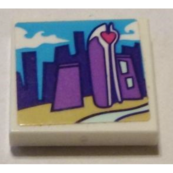 Tile 2 x 2 with City Skyline with Buildings Pattern (Sticker) - Set 41336