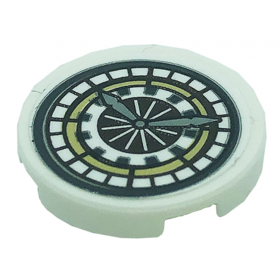 Tile, Round 2 x 2 with Bottom Stud Holder with Clock Pattern (Sticker) - Set 71043