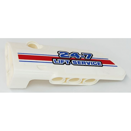 Technic, Panel Fairing # 3 Small Smooth Long, Side A with Blue, Red and White Stripes and '24-7 LIFT SERVICE' Pattern (Sticker) - Set 8071