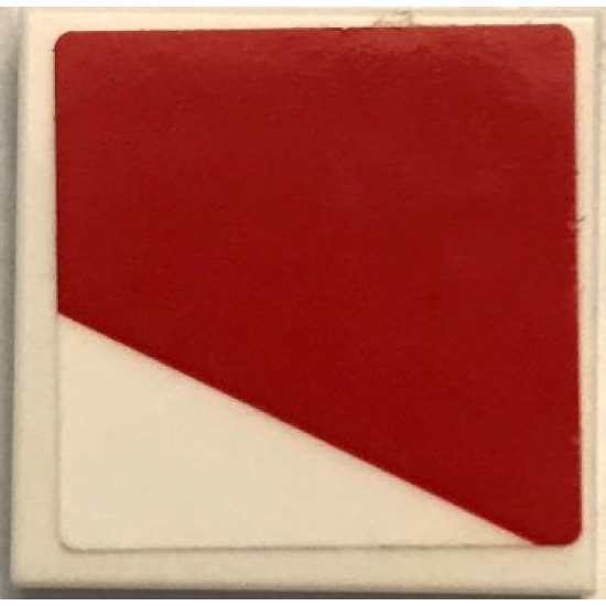 Tile 2 x 2 with Red Trapezoid Pattern Model Left Side (Sticker) - Set 76049