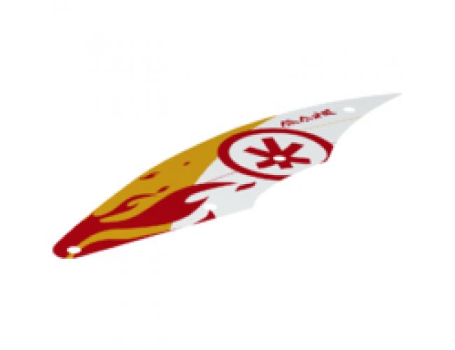 Cloth Sail Triangular 7 x 28 with Red Flames and Ninjago Logogram 'K71748' Pattern