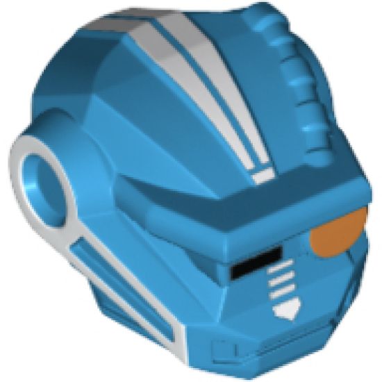 Minifigure, Head, Modified Galaxy Squad Robot with Black Rectangle Right Eye, Orange Round Left Eye and White Lines Pattern