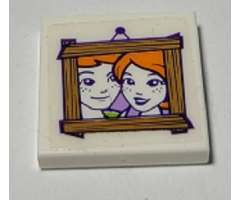 Tile 2 x 2 with Hanging Wooden Picture with Friends Characters Pattern (Sticker) - Set 41369