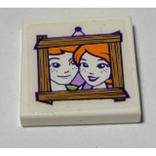 Tile 2 x 2 with Hanging Wooden Picture with Friends Characters Pattern (Sticker) - Set 41369