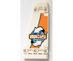 Technic, Panel Plate 5 x 11 x 1 Tapered with 'HEAVY LIFT SERVICE', White Arrows and Orange and Dark Bluish Gray Stripes Pattern Model Left Side (Sticker) - Set 42052